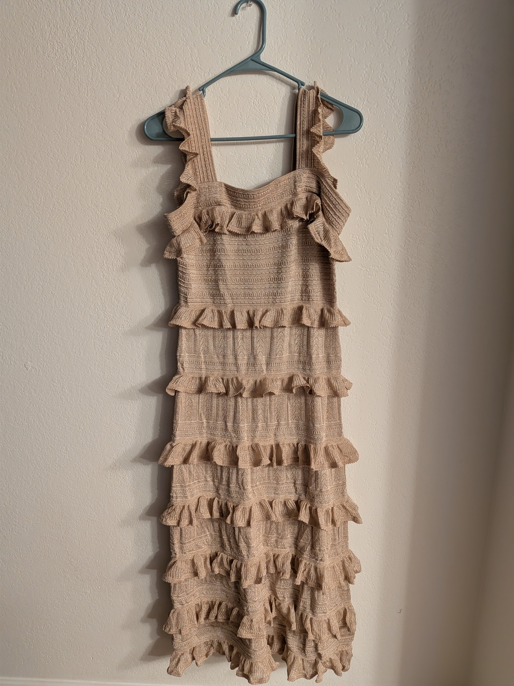 Zimmermann Neutral Beige Ruffle-Tier Midi Dress